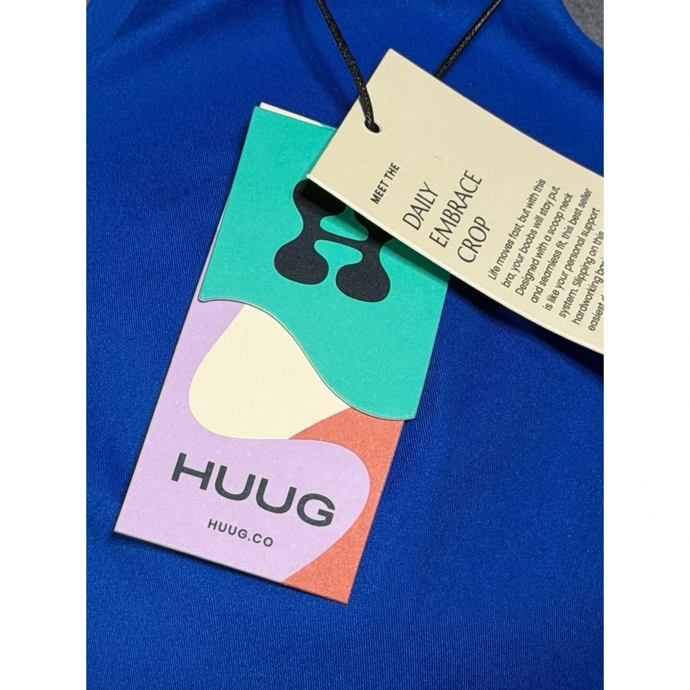 New HUUG XXL Double Plunge Wireless Bra Orient Blue NWT Comfort Stretch Colorful
